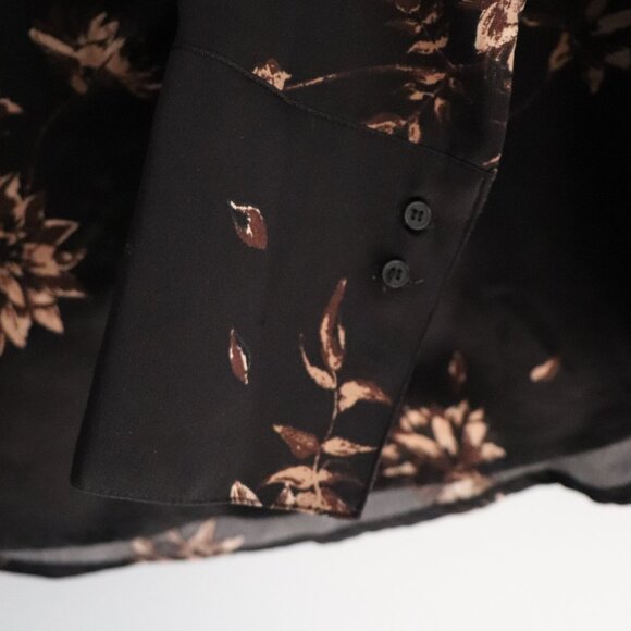 NWT Gentle Fawn Satin Black XS Simone Luxe Floral Buttoned V-Neck Office Blouse - Picture 8 of 14